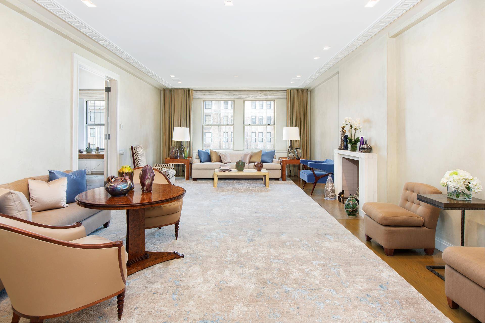 Stately 10 into 9 Room Pre War Residence Perched Above amp ; Facing Park AvenueA Enter this magnificent apartment from a semi private elevator landing, which opens to the expansive ...