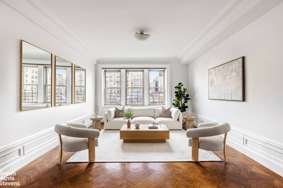 Baronial Classic 8 with the Gracious Proportions of a Bygone Era Spanning over 2, 700 sq ft, this serene prewar residence boasts four exposures and oversized, triple wide windows that ...