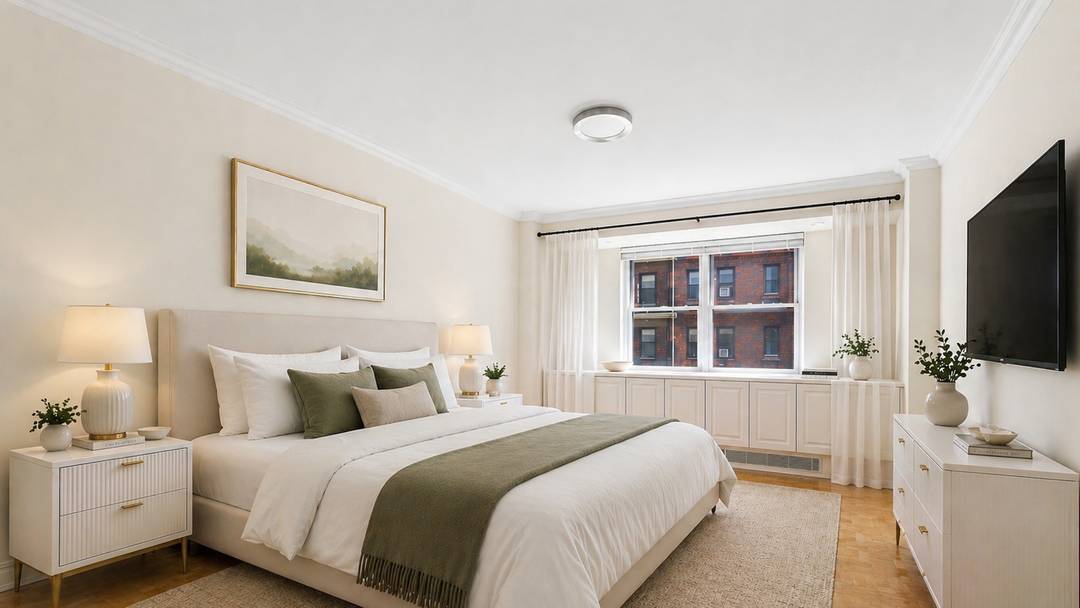 Sun drenched and beautifully updated, this expansive three bedroom home offers triple exposures that fill the space with natural light throughout the day.