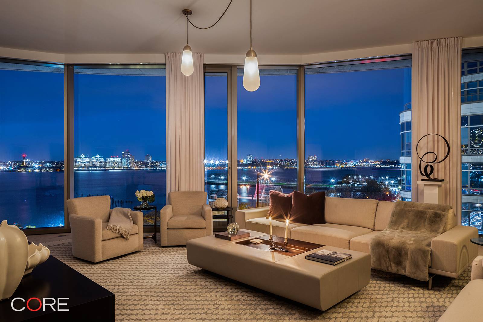 Extraordinary, rarely available four bedroom residence with spectacular Hudson River views in the highly sought after 160 Leroy Condominium.