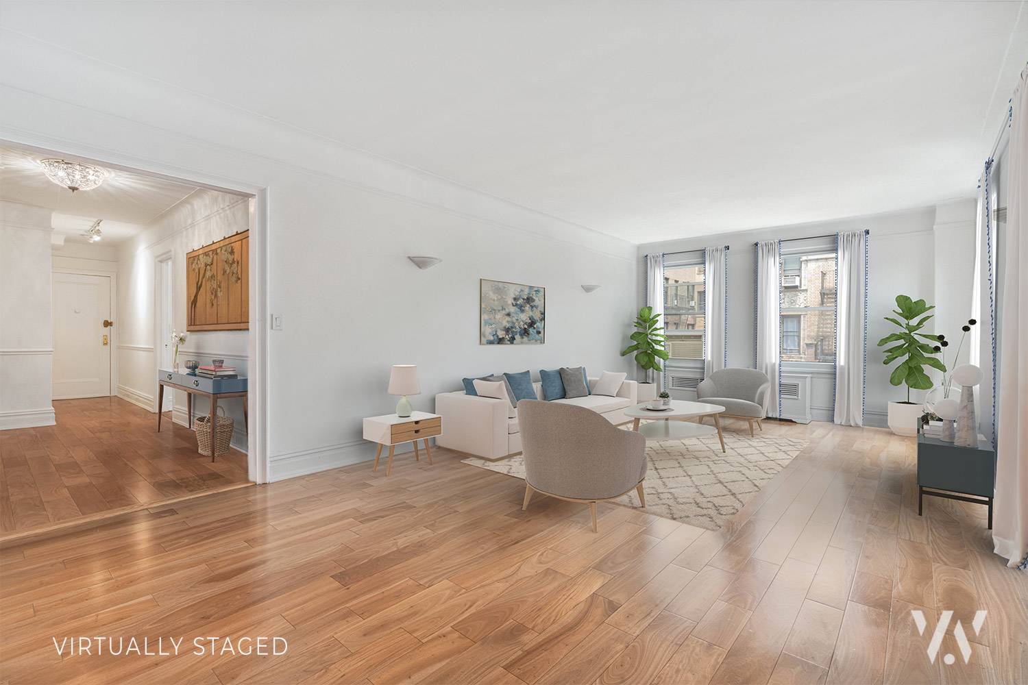 A semi private elevator landing leads to this grand and beautiful classic 6 corner apartment on a high floor in a top full service cooperative.