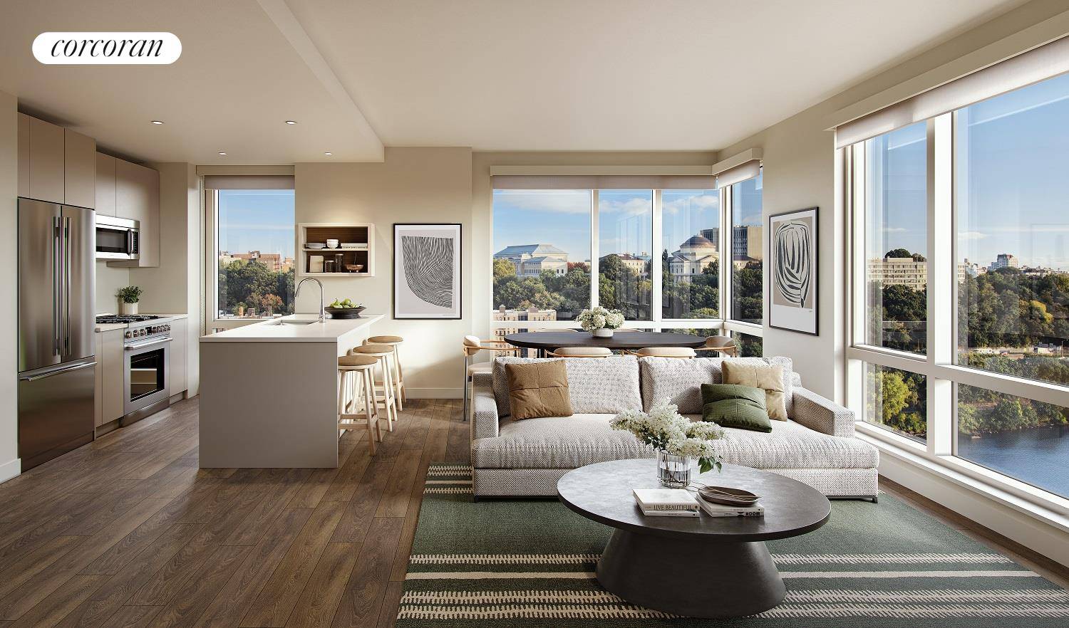 Open layout Two Bedroom apartment facing the iconic Harlem River.