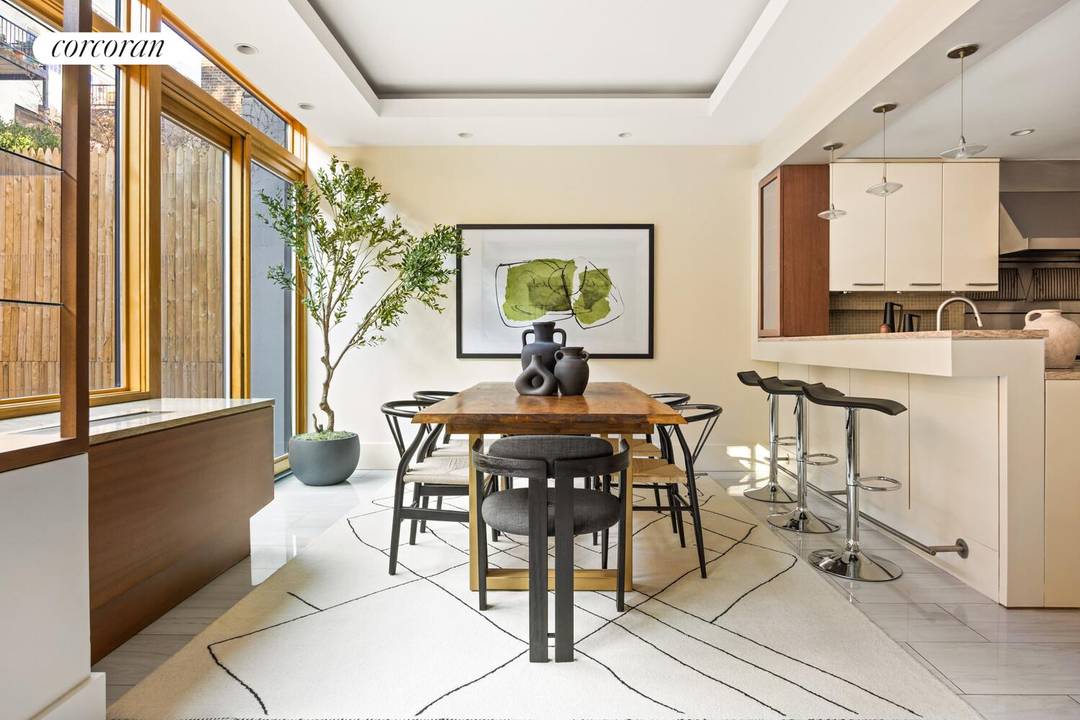 Two bedrooms, two and a half bathrooms, and 1, 500 square feet of interior space across two floors.