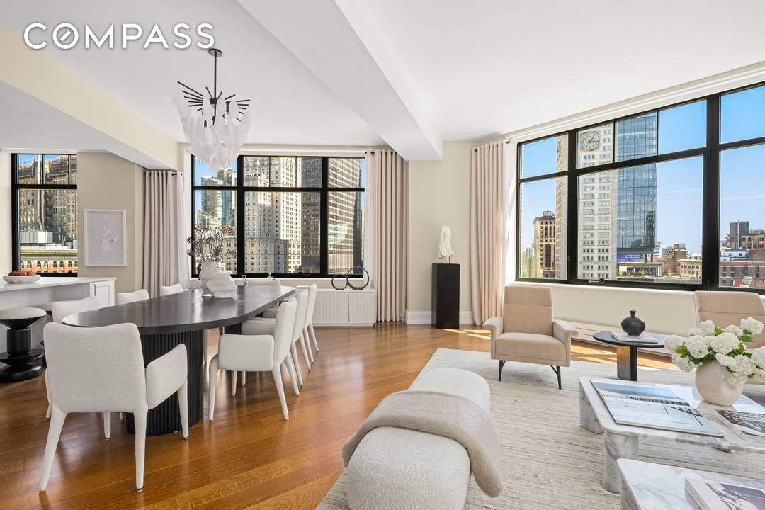 Residence 12D is the most desirable line at 10 Madison Square West with a rare triple exposure, East, South, and West, showcasing incredible light and iconic views of Madison Square ...