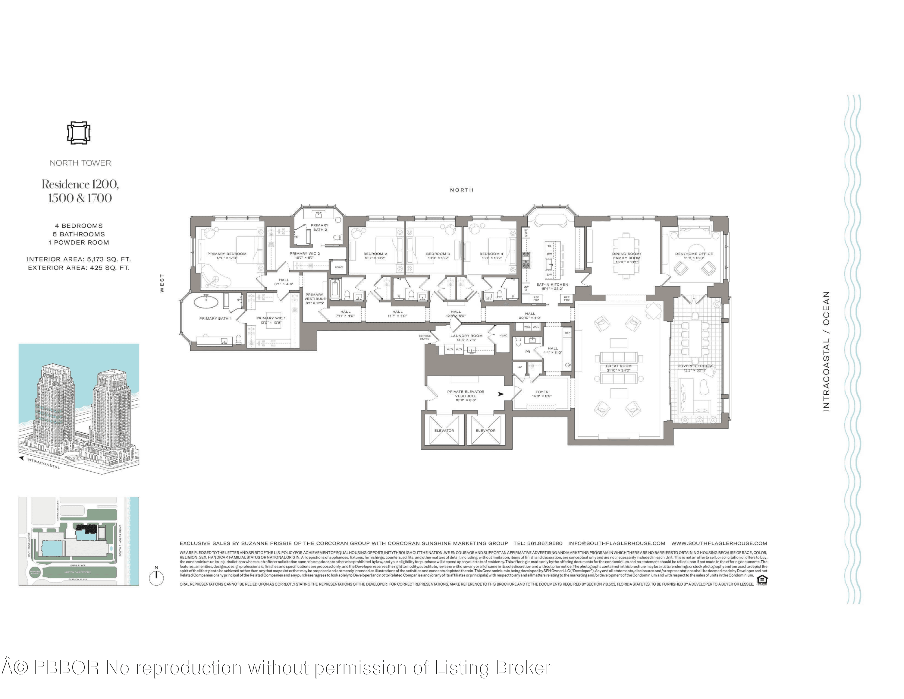 North Tower Residence 1700 at South Flagler House is a waterfront 4 BR, 5.