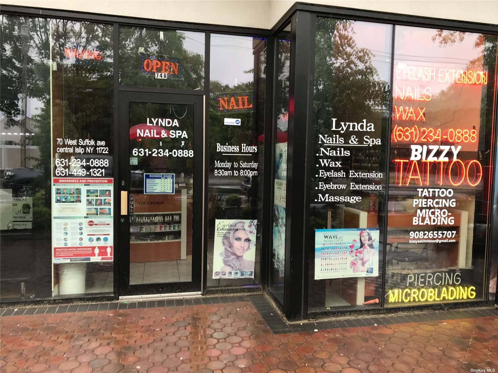 A modern nail salon and Spa in a busy shopping area in Central Islip, NY with adequate parking.