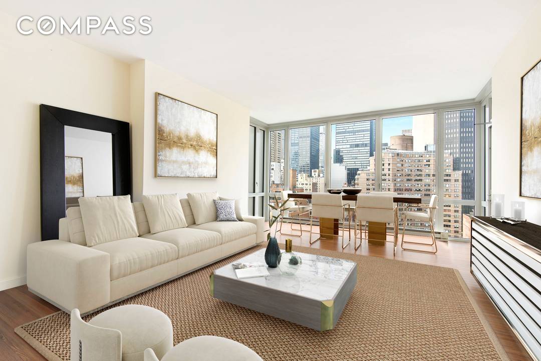 This highly coveted and rarely available J line apartment features 9' floor to ceiling windows and an open gourmet kitchen equipped with a GE Monogram refrigerator, Fisher amp ; Paykel ...