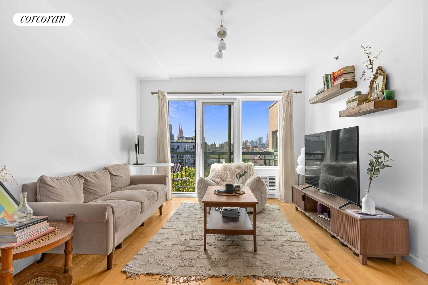 Located on the top floor of this boutique Williamsburg condo 7C offers gracious space and stunning views of downtown Manhattan including the Freedom Tower from the living room, bedroom and ...