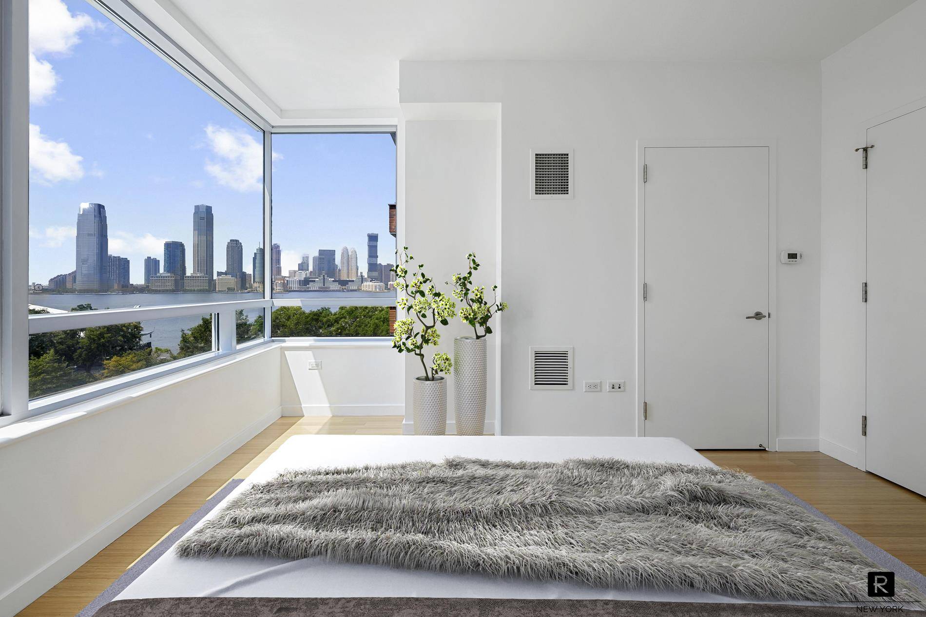 Perfect two bedroom two bath apartment with Hudson river views in the Riverhouse, the only water front LEED Gold rated green condominium in North Battery Park.