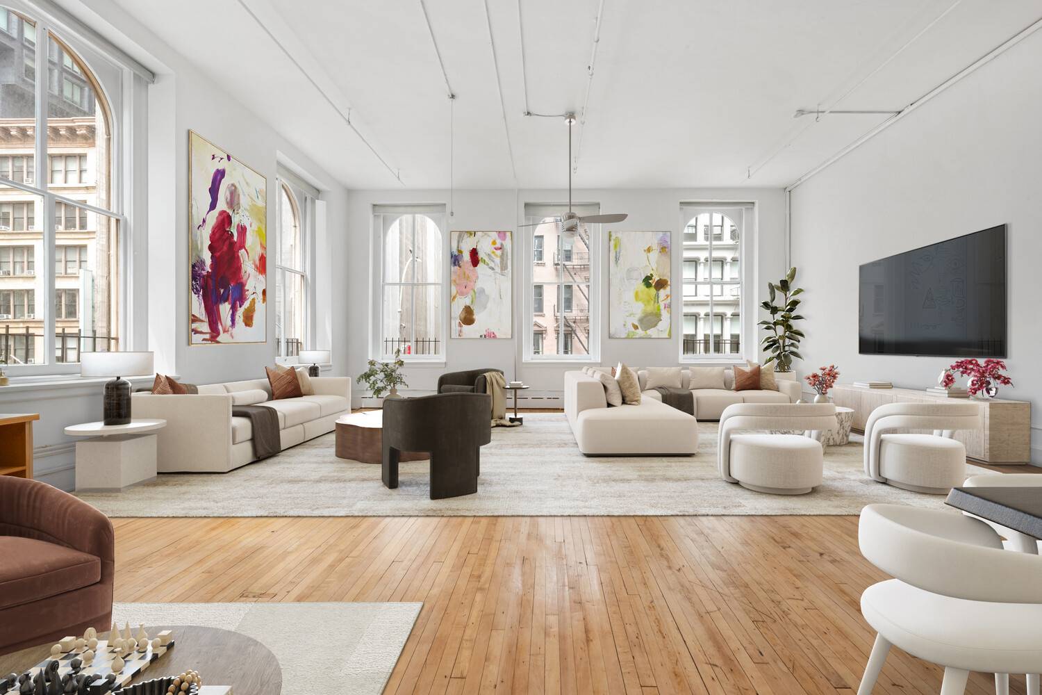 Located on the corner of White and Broadway, Apartment 2F is a classic Tribeca loft with 14 foot ceilings and six oversized south and west facing windows that flood the ...