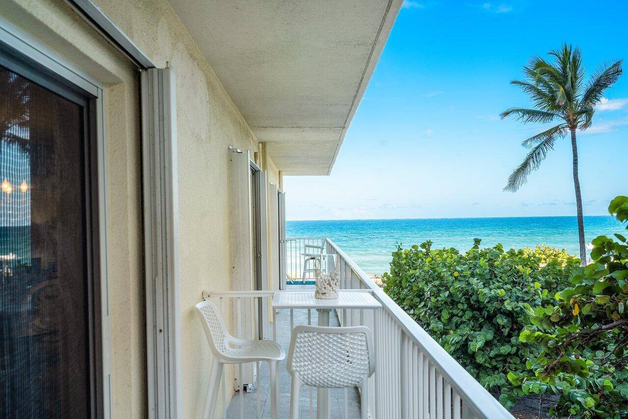 Partial ocean views from this in town beach rental on the Island of Palm Beach.