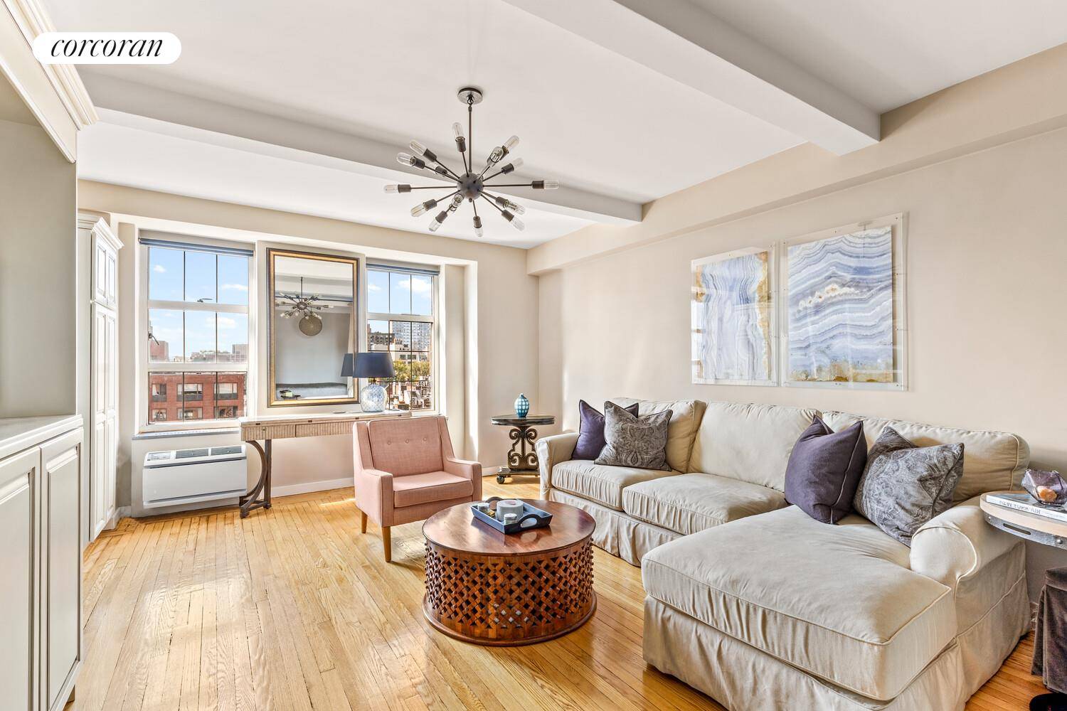 Studio 9G at London Terrace Towers is a thoughtfully designed alcove studio offering bright city views of the Freedom Tower and 1 Highline, classic prewar character, and modern comfort in ...
