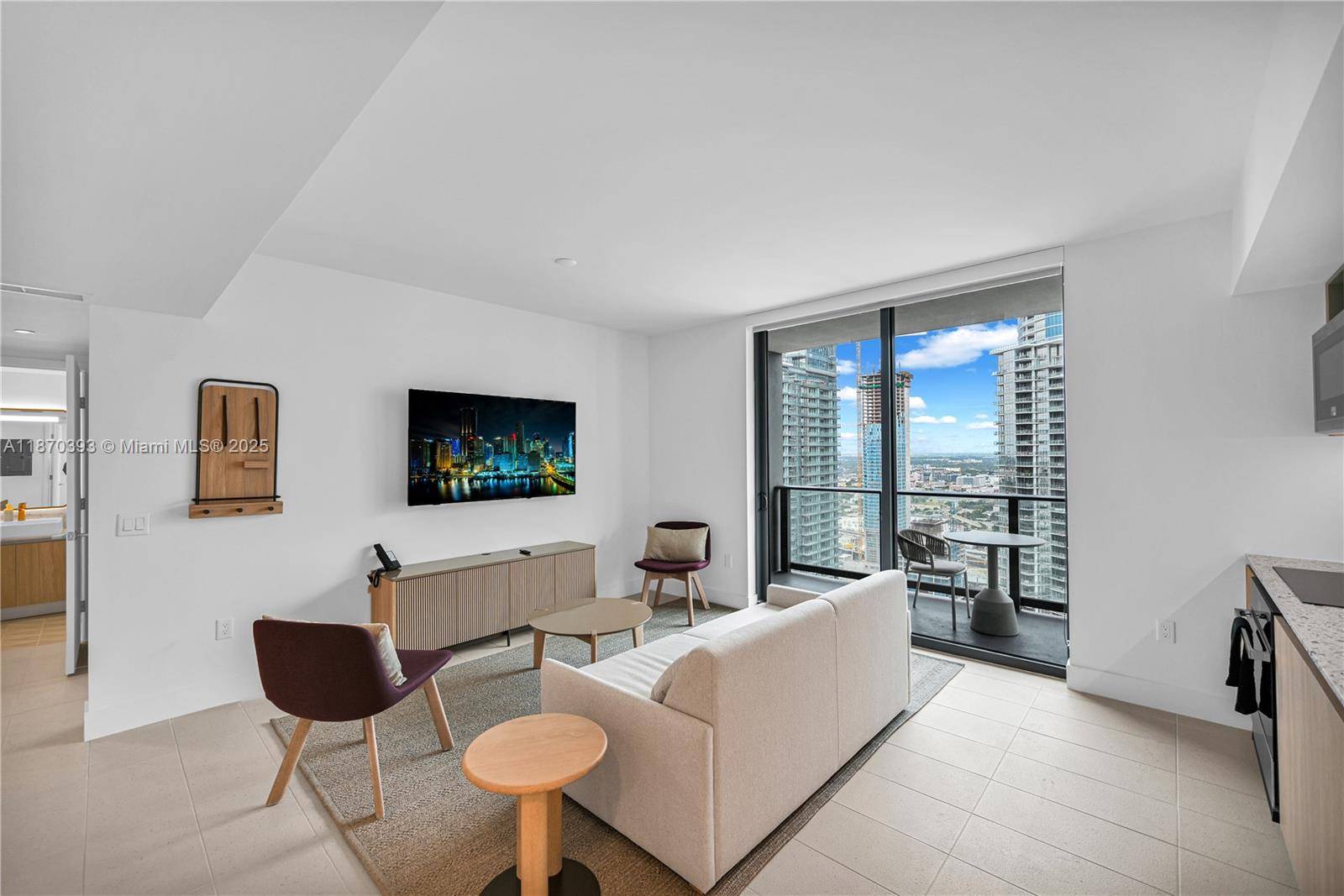 Beautiful 39th floor residence with direct, unobstructed views of Biscayne Bay, the Port of Miami, and Miami Beach.