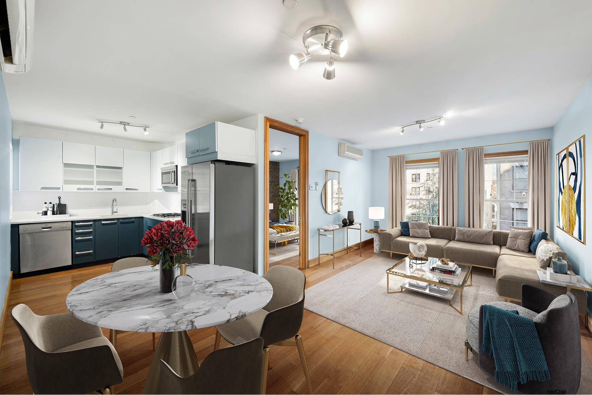 This bright and airy two bedroom condominium on a prime Central Harlem block offers a gracious layout and beautiful hardwood floors.