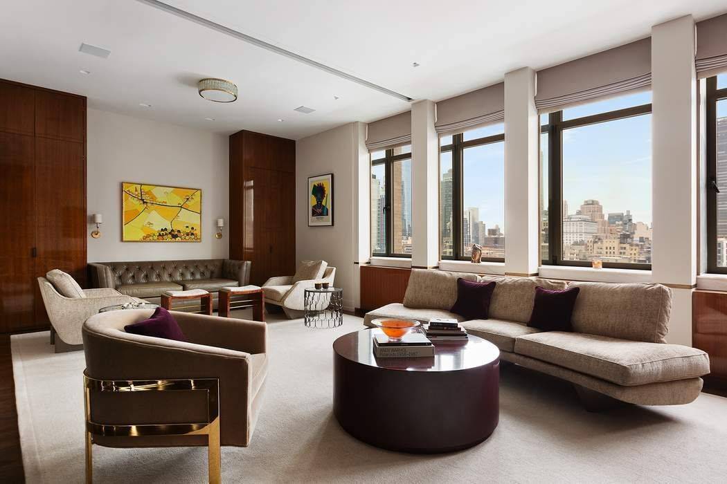 Mint condition, high floor, fully furnished, with two bedrooms and two baths, imagined by a renowned designer the apartment has an open floor plan, 12' ceilings, incredible city views.