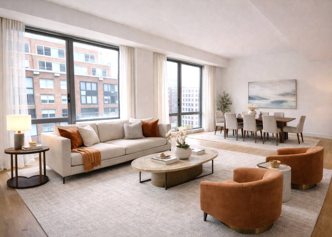 This spacious, light filled 2, 170 square foot, 3 bedroom, 3 bathroom with home office opens to a formal entry foyer with 5 plank white oak floors and classic Upper ...