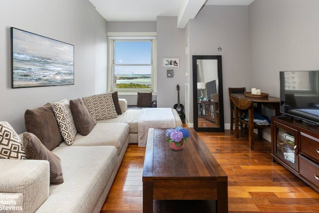 This extraordinary and stunning studio apartment features southern exposure, beautiful light and views of the New York Harbor, Verrazano Bridge and Governors Island.