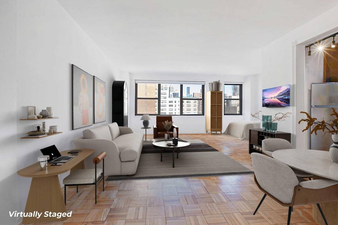 Bright, oversized alcove studio at 200 East 27th Street 11H The Victoria House with open northern views, excellent storage, and a layout that truly supports everyday Manhattan living.