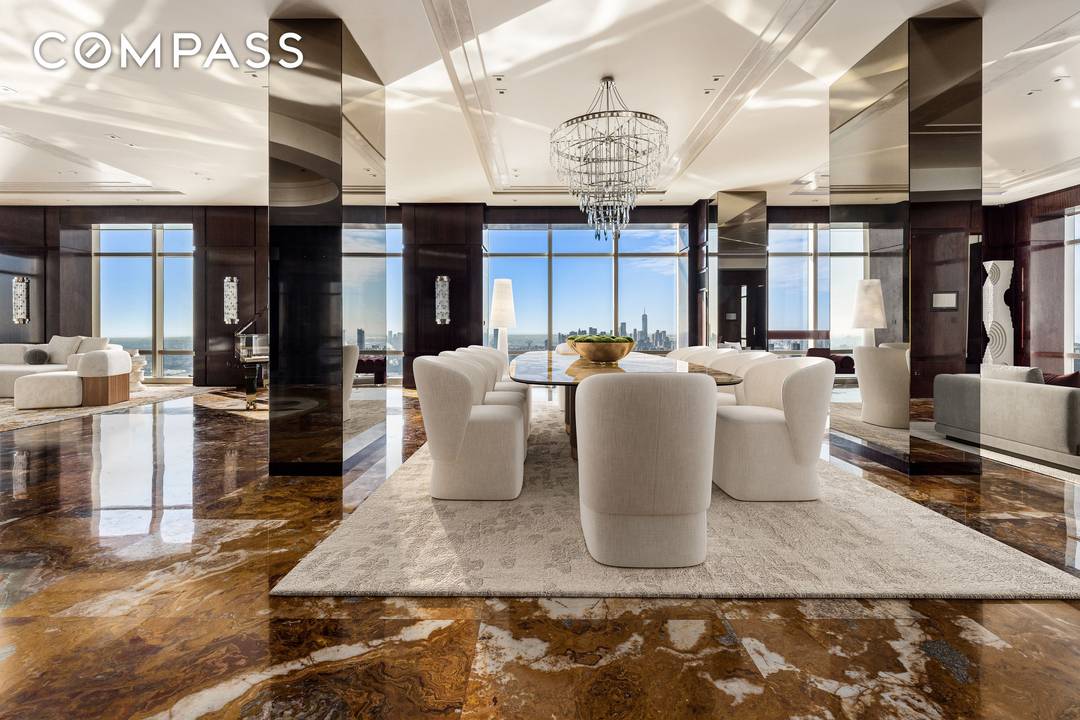 This distinguished penthouse residence offers approximately 5, 400 square feet of beautifully proportioned interiors with sweeping, open views of the Manhattan skyline, Central Park, and the East River.