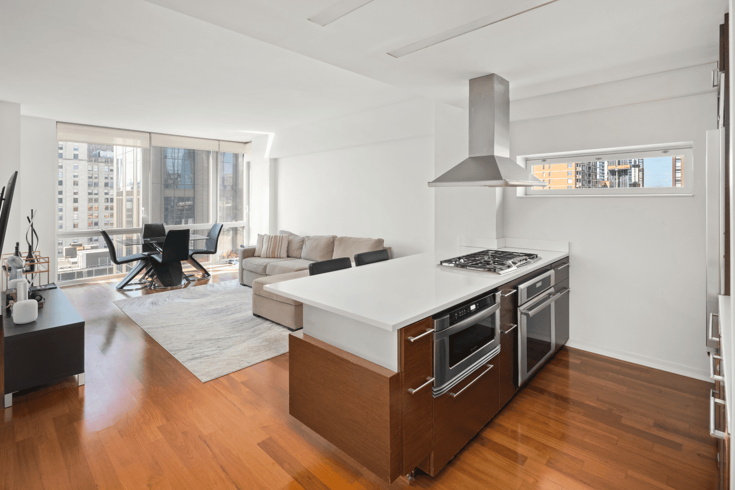 This expansive two bedroom, two bathroom corner apartment offers awe inspiring views of the Empire State Building and Chrysler Building from its floor to ceiling windows, spanning the South, North, ...