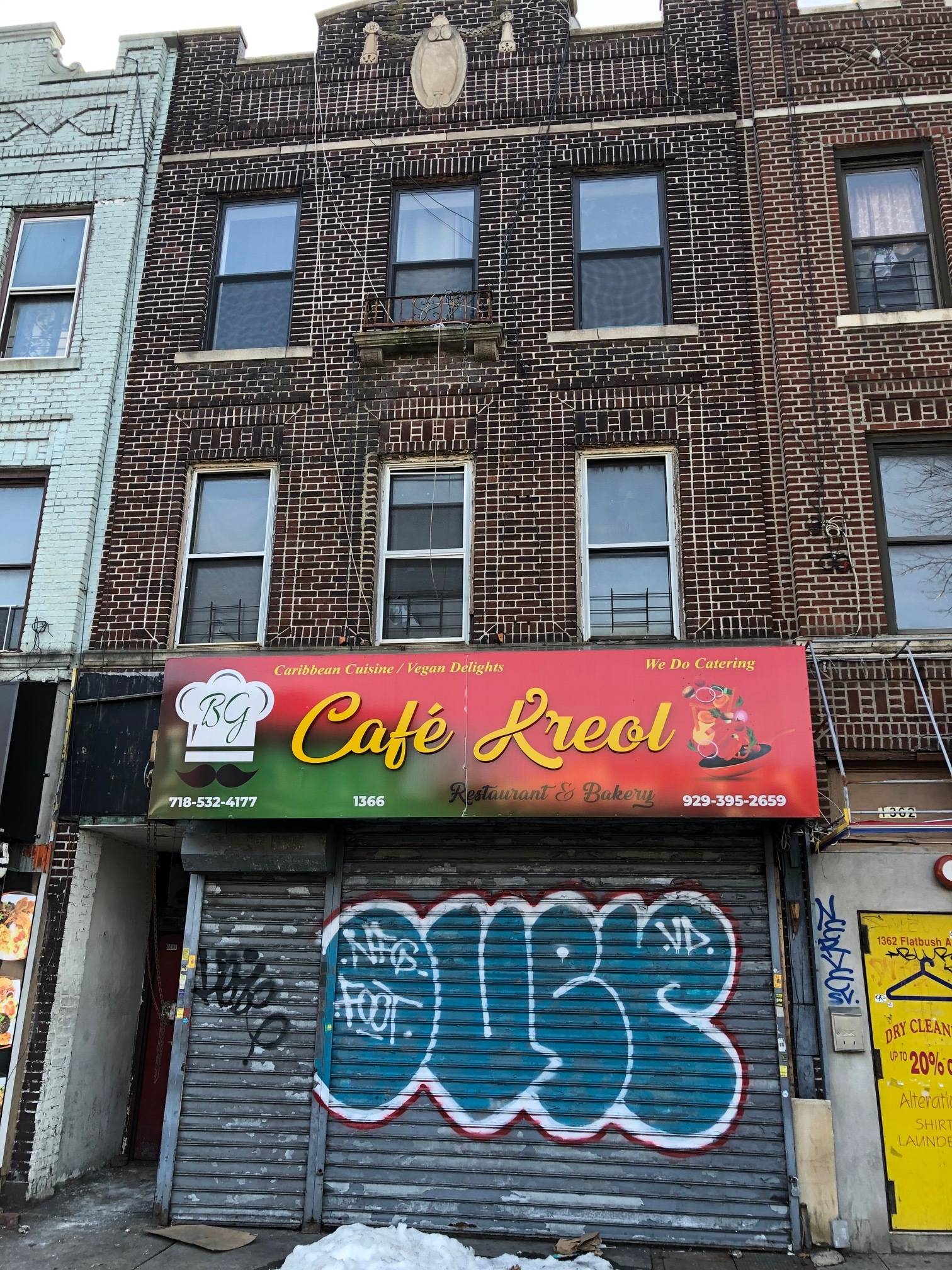 Vacant brick mix use building in Ditmas Park.