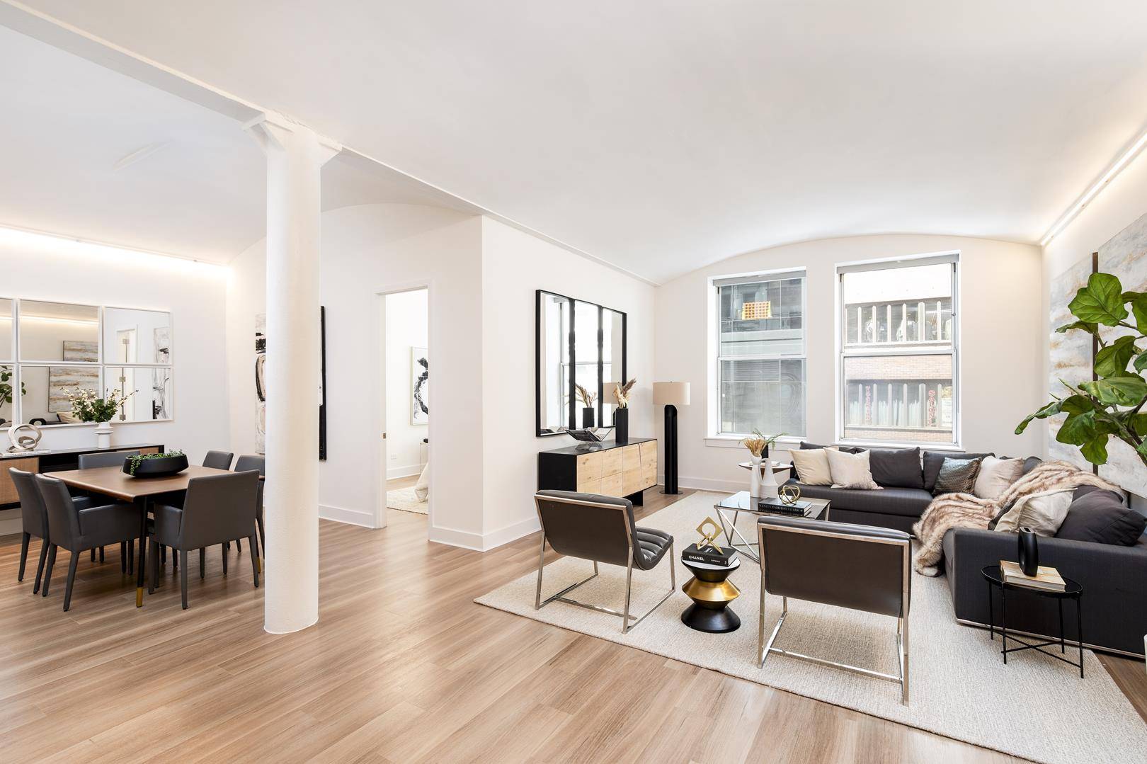 Introducing residence 3A at 130 Fulton street a newly renovated ONE BED HOME OFFICE or second bedroom apartment with soaring barrel vaulted ceilings.