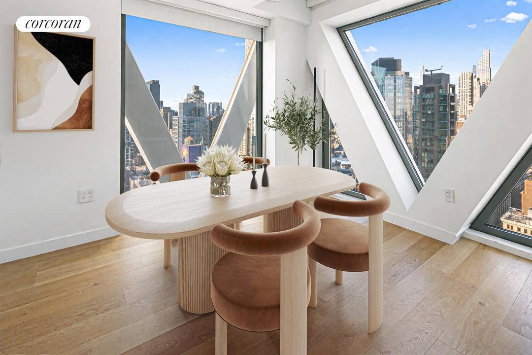 Perched high above the city, Residence 38 is a rare full floor, two bedroom, two and a half bathroom residence offering an extraordinary sense of scale, light, and privacy.