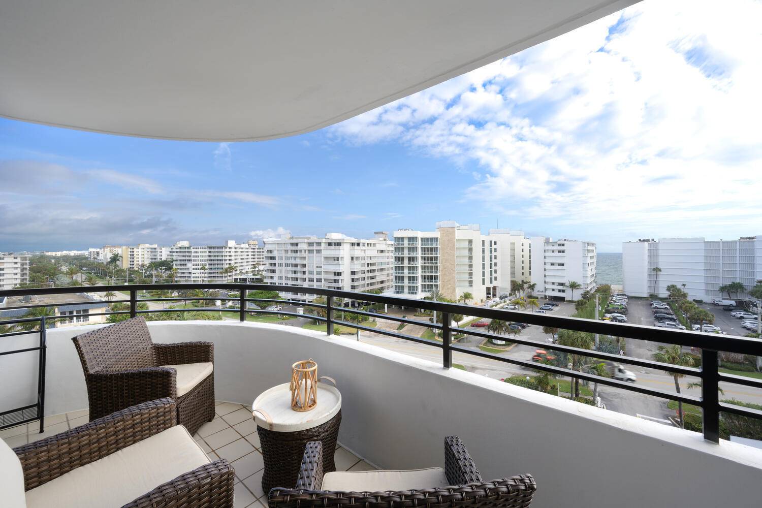 Ocean views from this corner high floor renovated 2 bedroom condo with open floor plan.