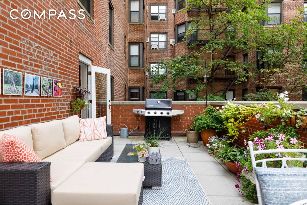 Large and beautifully appointed, at the entrance to Prospect Park, and configured as a 2 bed, 1 bath home with a private terrace.