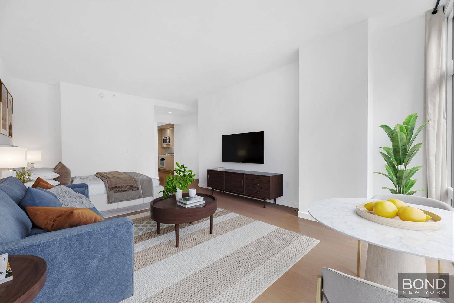 Modern Midtown Escape with Dazzling Skyline ViewsStep into Residence 12F at 1600 Broadwaya sun drenched studio that puts you right in the heart of Manhattans energy while offering a calm, ...