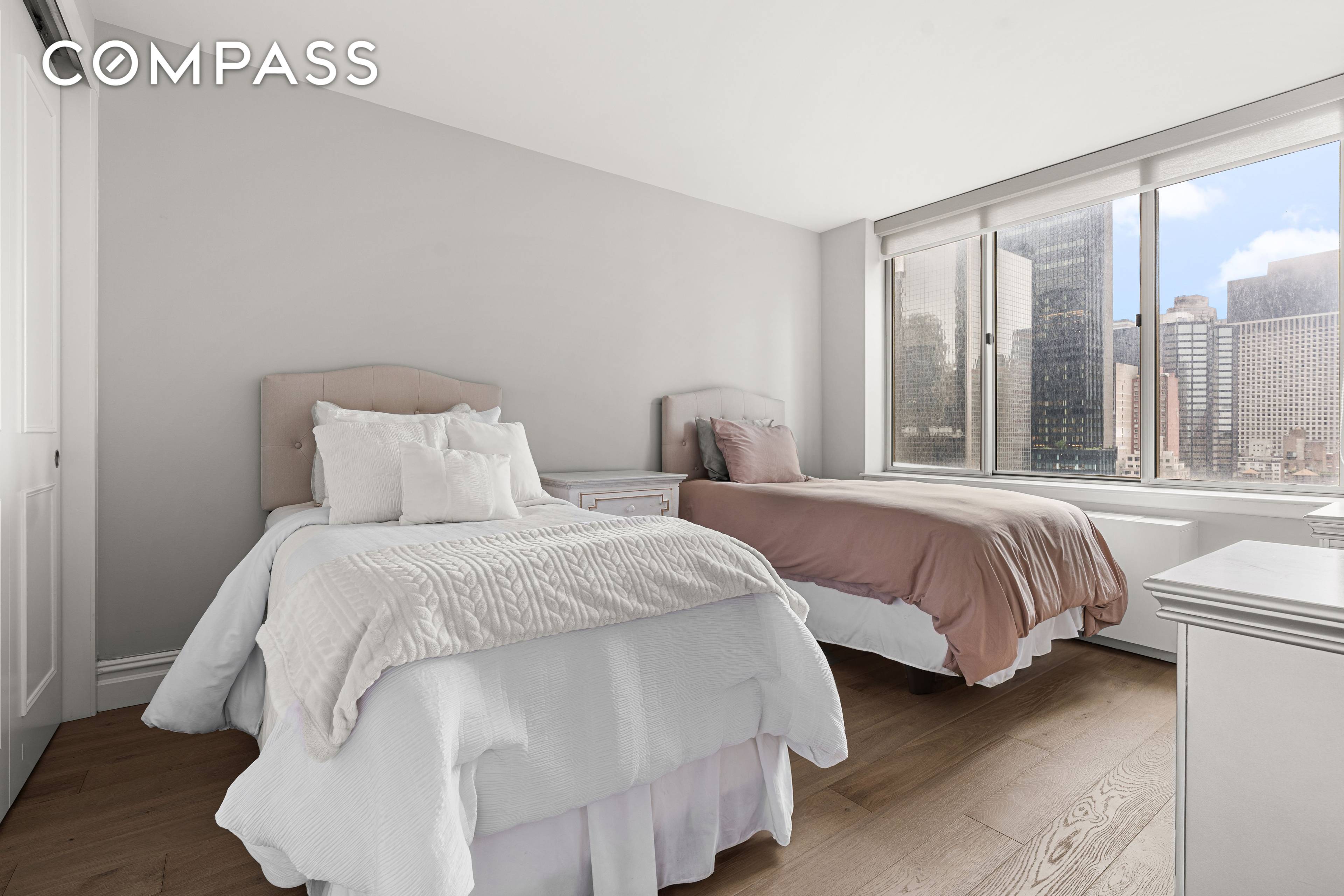 Welcome to Residence 17C Step into this newly renovated, oversized corner one bedroom that seamlessly blends modern elegance with contemporary comfort and abundant closet space.