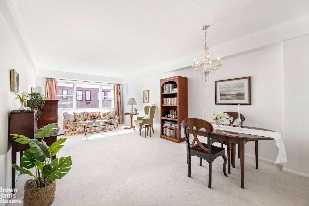 Bright, quiet, and beautifully scaled, this one bedroom home sits on a high floor within a full service white glove cooperative.