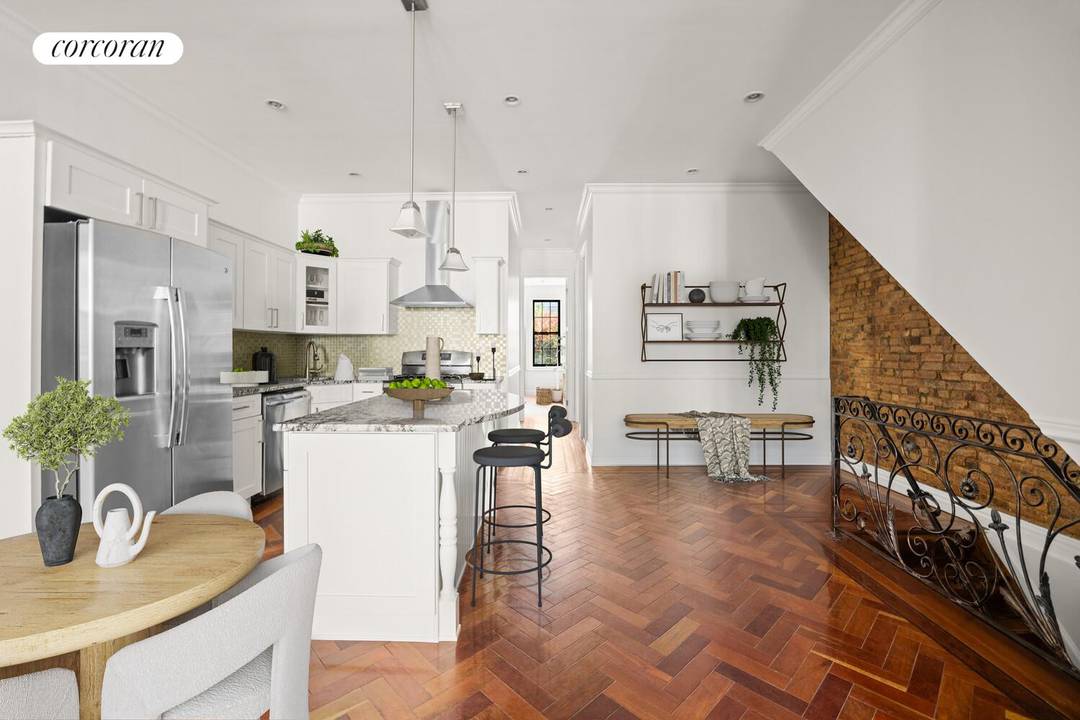 78 Pilling Street, a 20 ft wide, two unit townhouse, spanning 3, 300 square feet perfectly blends loft like living with pre war charm.