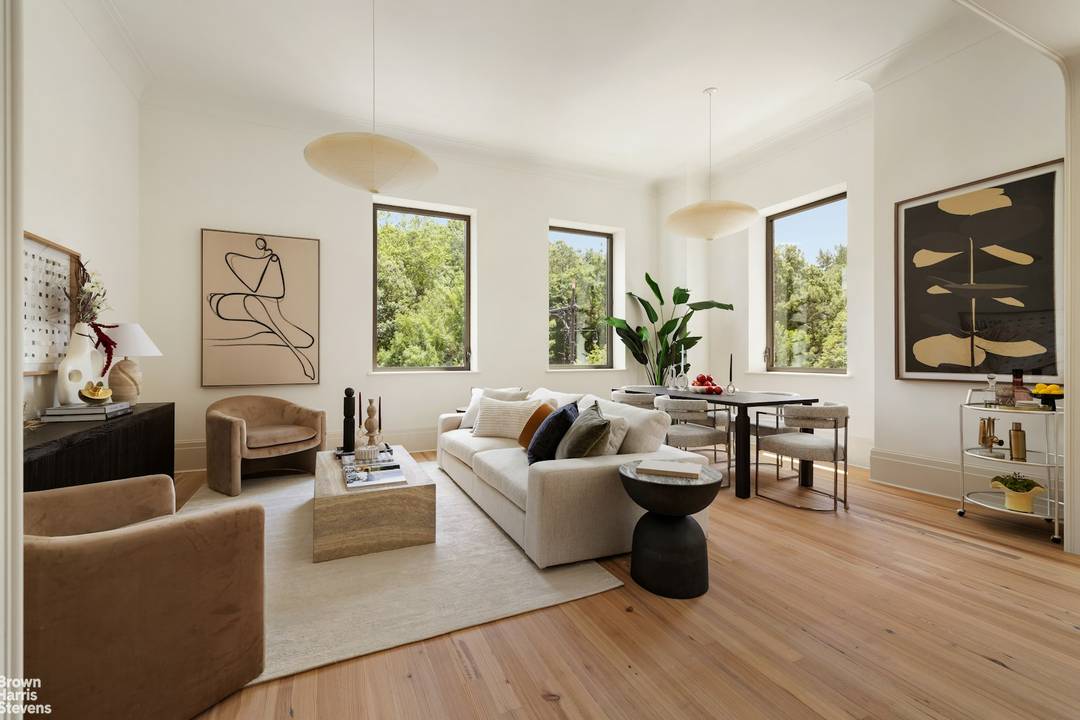 A seamless blend of architectural heritage and refined design, this corner three bedroom, two and a half bathroom home at the prestigious 1 Prospect Park West offers a rare level ...