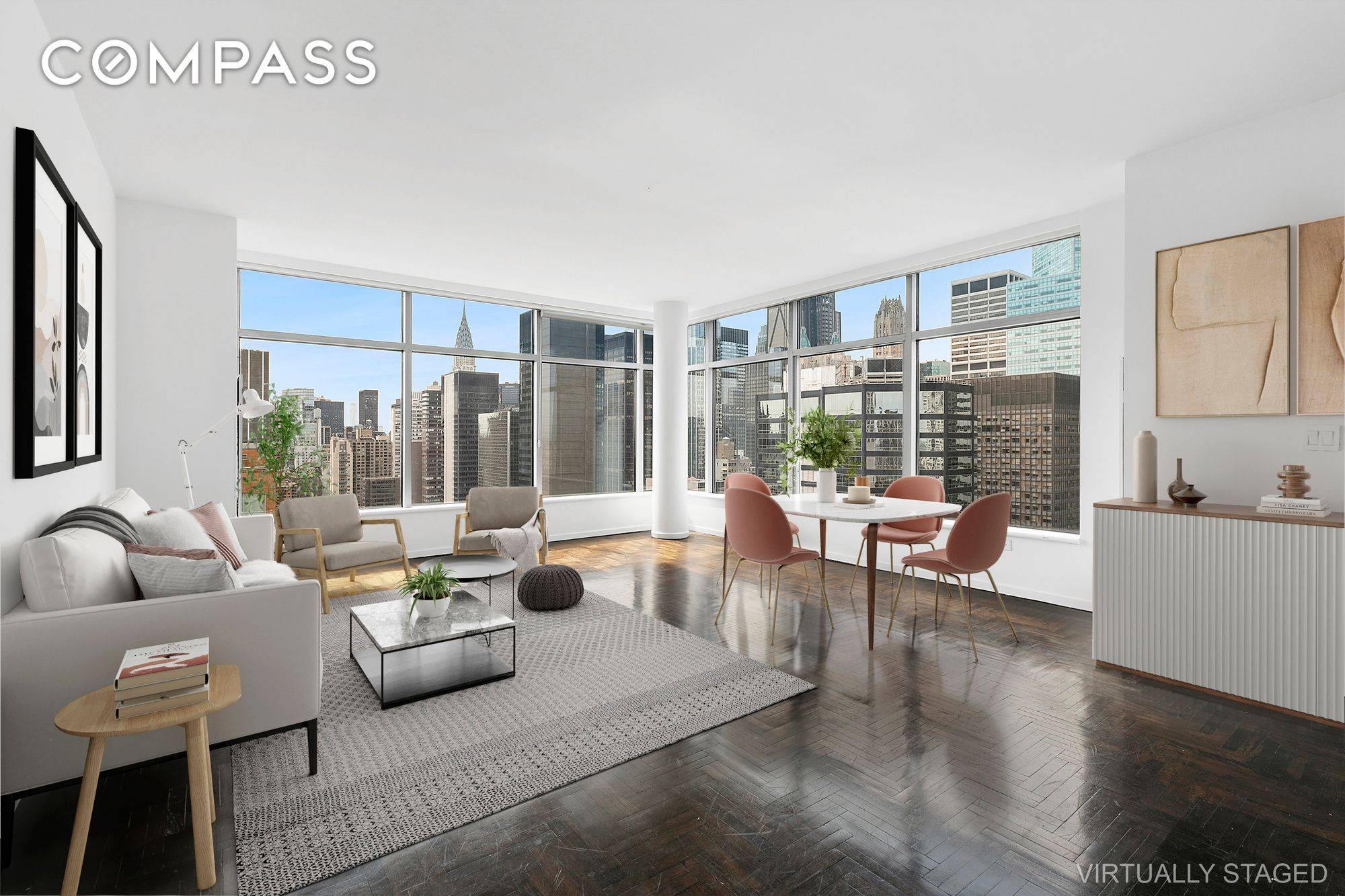 Sun Drenched Corner 2 Bedroom on the 35th Floor with Expansive City Views and Beautiful Light !