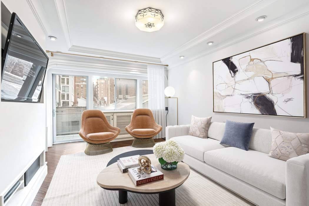Apartment 9B is a one bedroom with a home office apartment and flooded with sunlight from the southern exposure with large balcony.