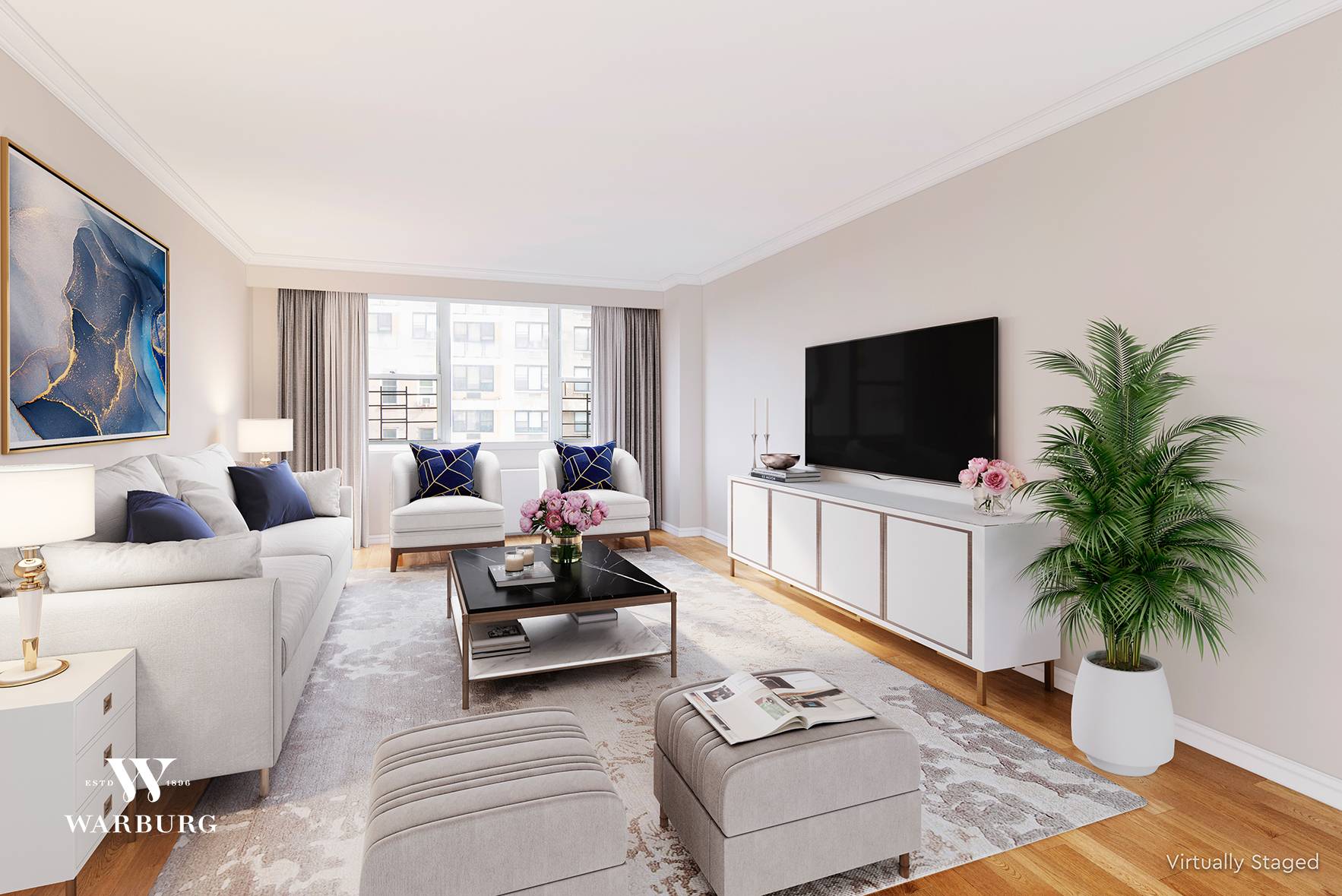 PRICE REDUCED FOR SALE ! A perfectly located and welcoming 2 bedroom, 2 bath with a balcony has come to market at the Mayflower, a full service doorman building.