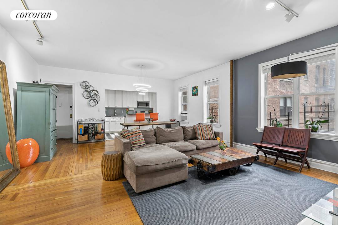 Spacious and loft like, this west facing two bedroom co op offers partial Hudson River views and an inviting open layout designed for comfortable living and effortless entertaining.