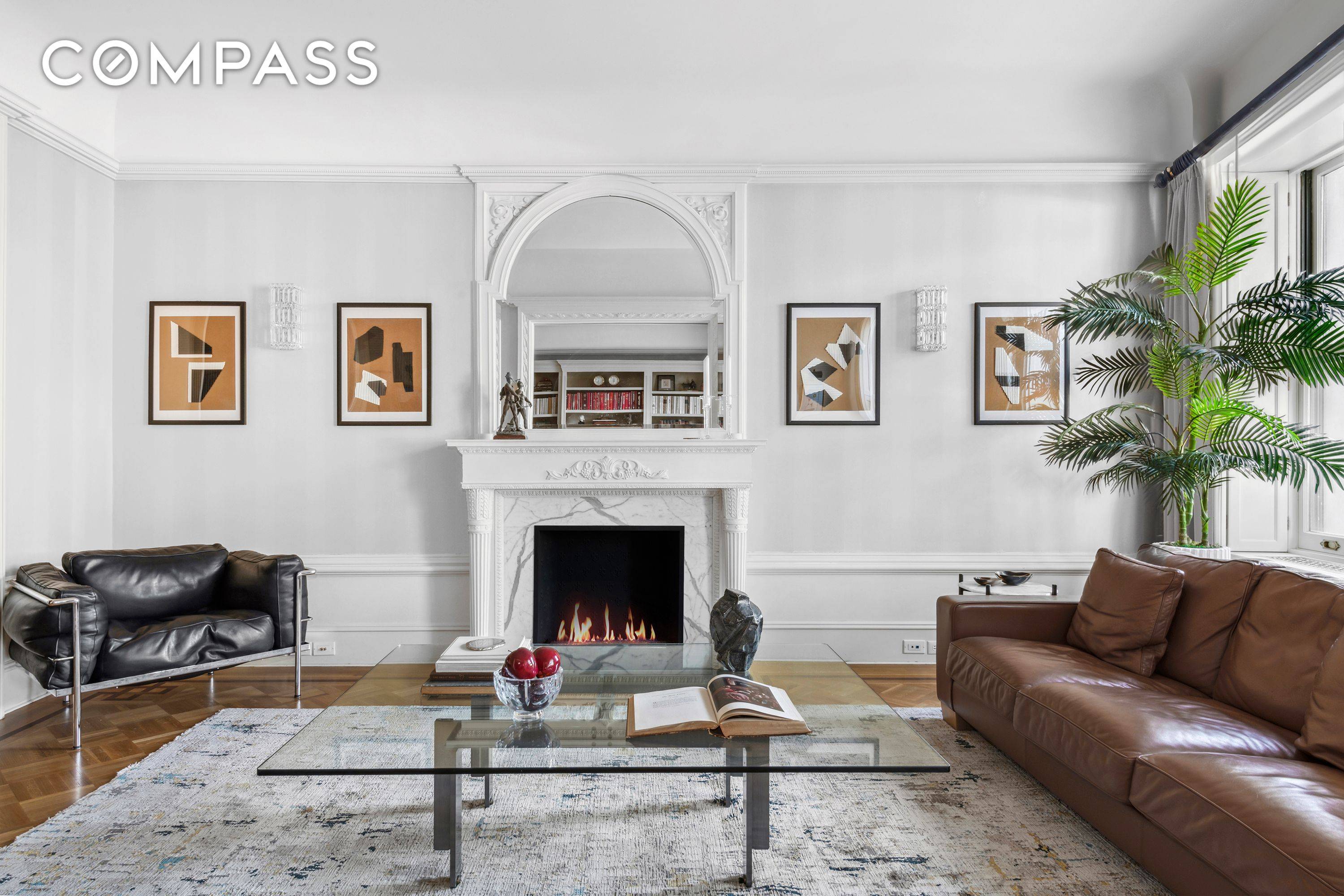 This gracious first floor residence set high above street level has beautiful views of Riverside Park.