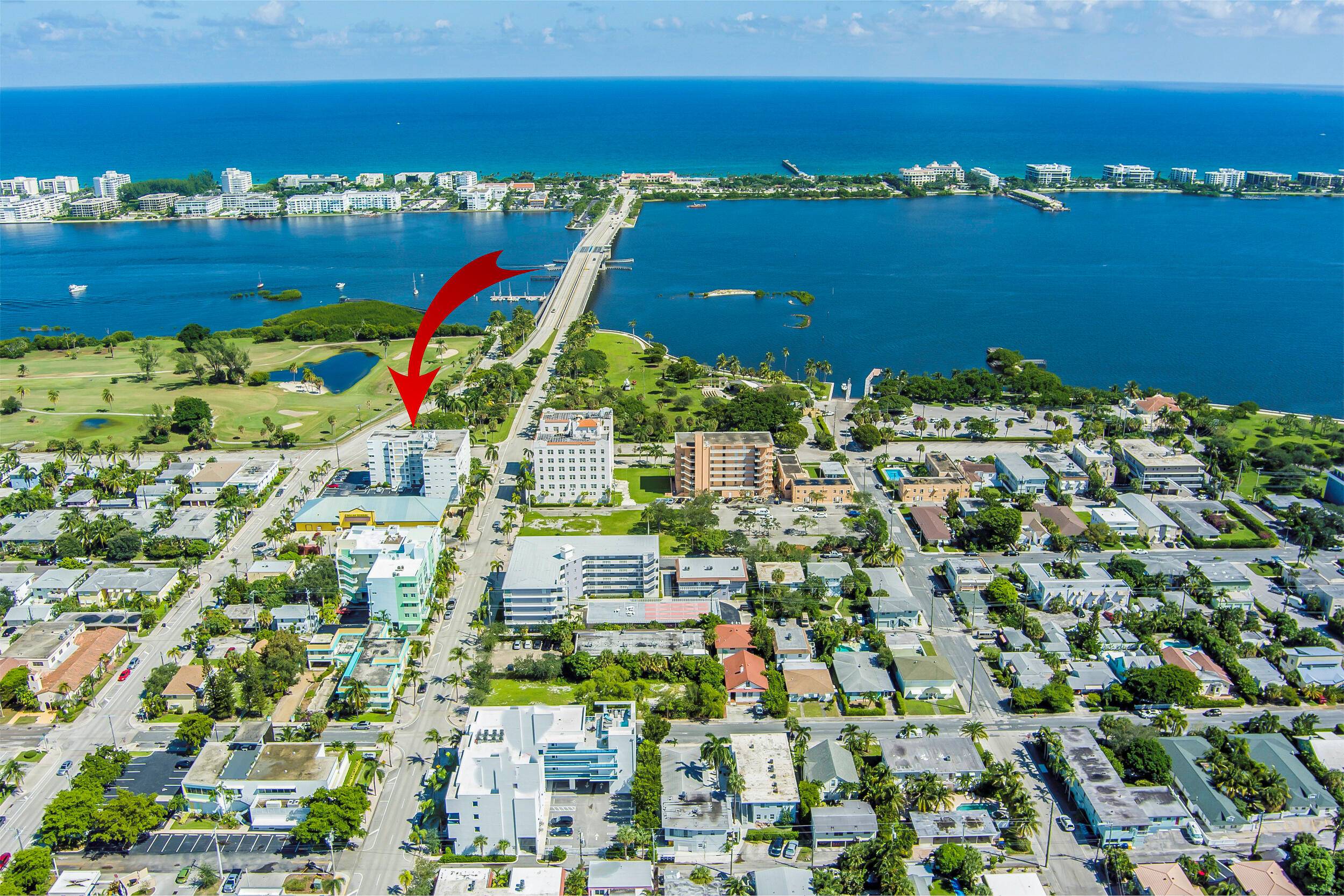 Fabulous location overlooking Intracoastal waterway and the Gulfstream Hotel at the foot of the Lake Worth bridge leading to the beach and A1A !