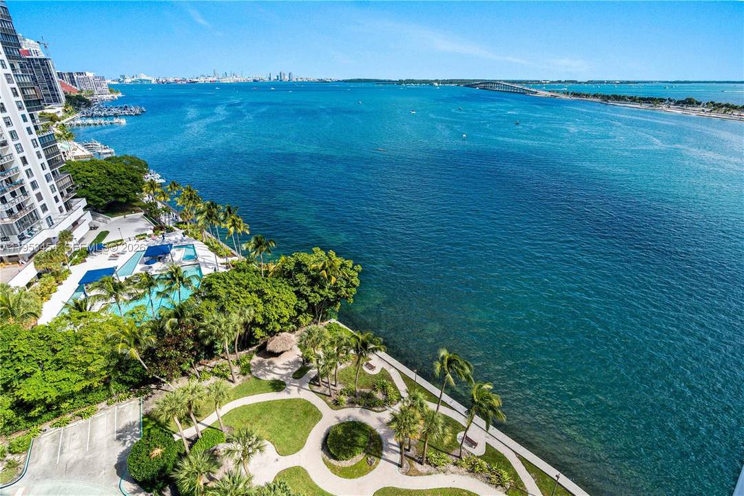 Breathtaking water views from every room in this private corner 3 bedroom, 3 bath residence in the quiet residential side of Brickell.
