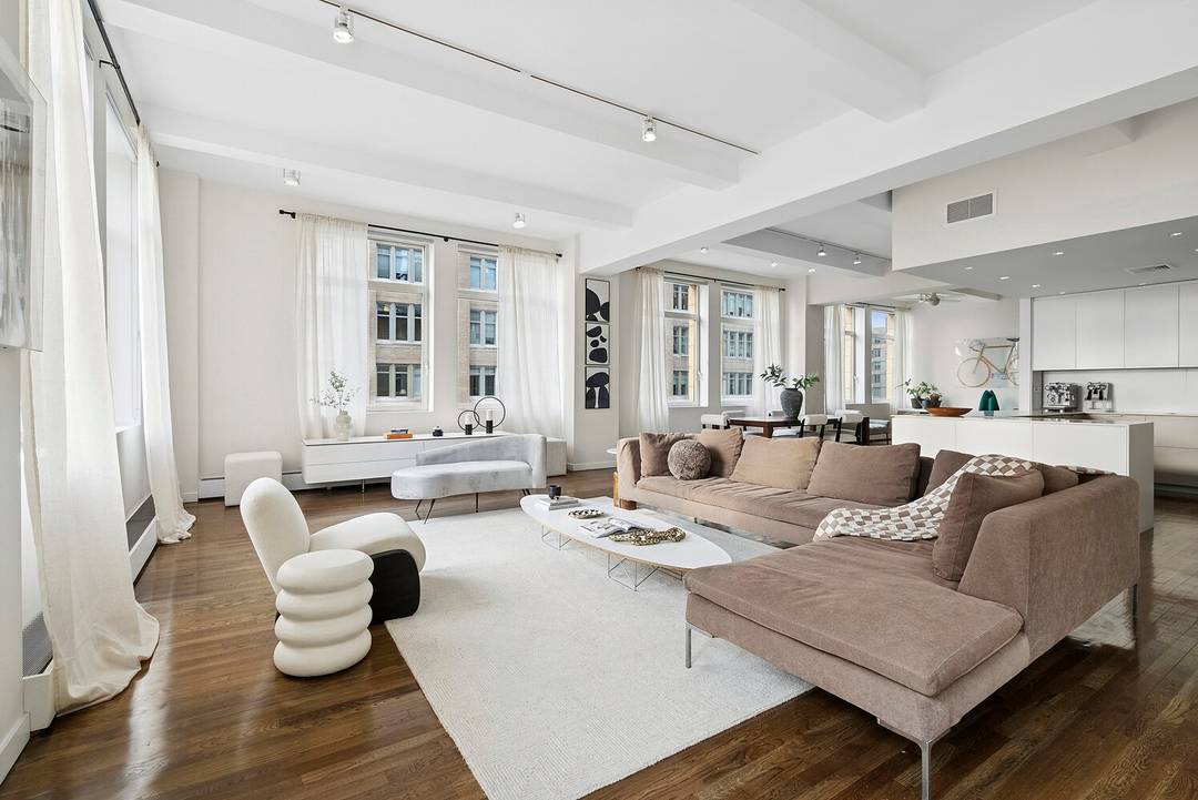 Expansive 4, 200 SF Loft with Dramatic Light, Double Height Windows amp ; Flexible Two Level Layout Residence 11BC 10C at the Chelsea Atelier is a rare, sprawling two level ...
