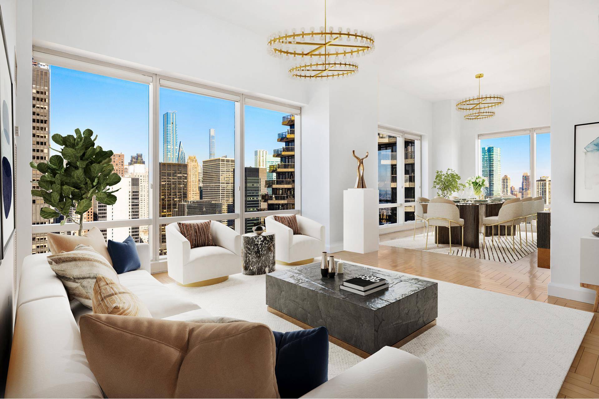 EXTRAORDINARY VIEWS from this magnificent 48TH Floor Corner Residence.