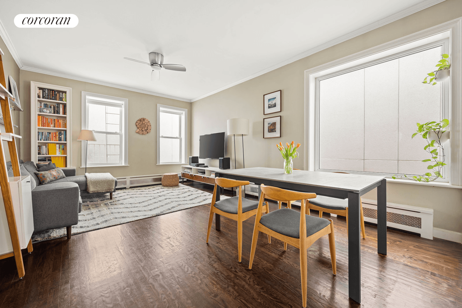 This top floor, two bedroom condo in the heart of Park Slope offers a peaceful sanctuary.