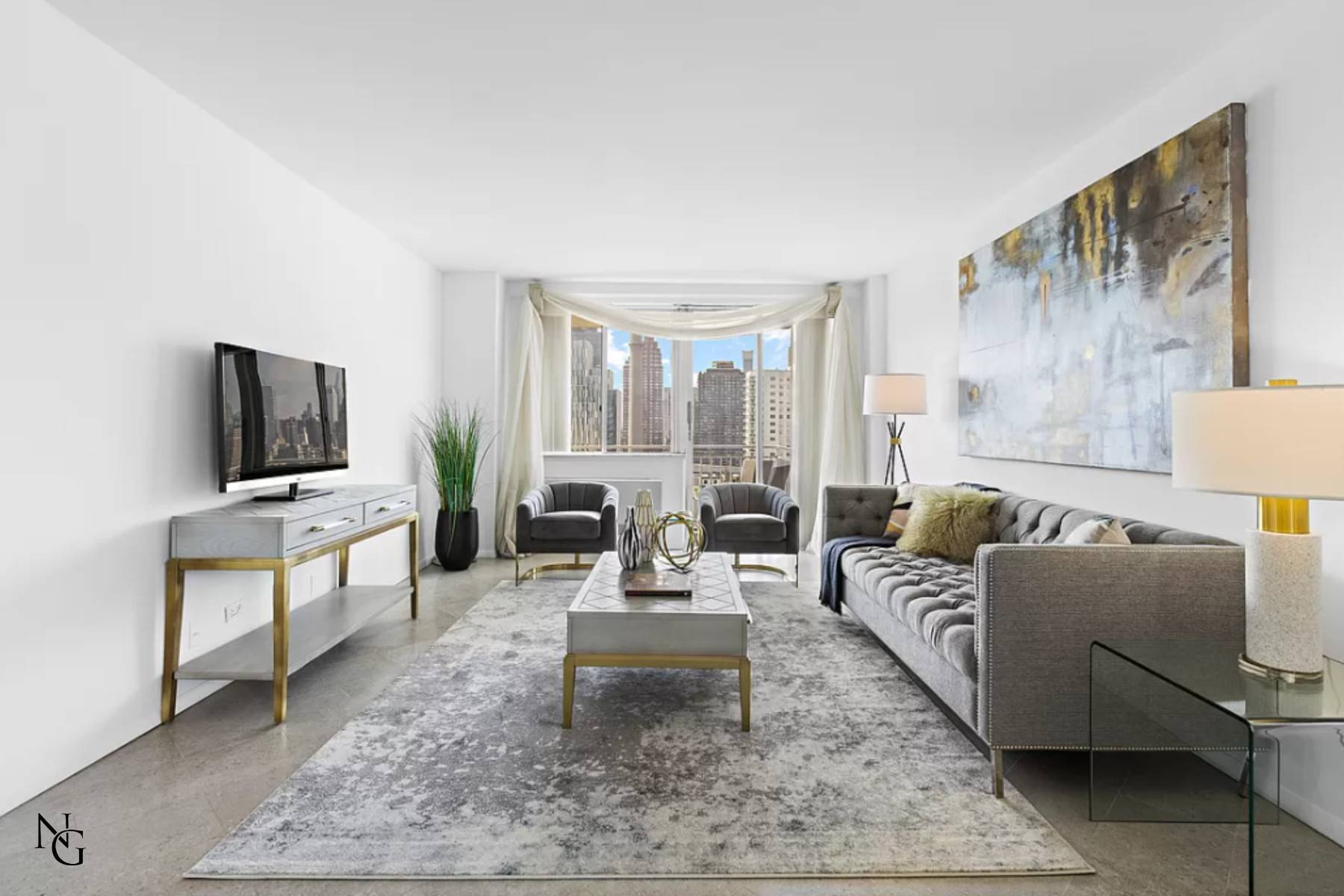 From the moment you enter into the large entry foyer of this high floor coveted 2 bed, 2 1 2 bathroom palace in the sky, you will fall in love.