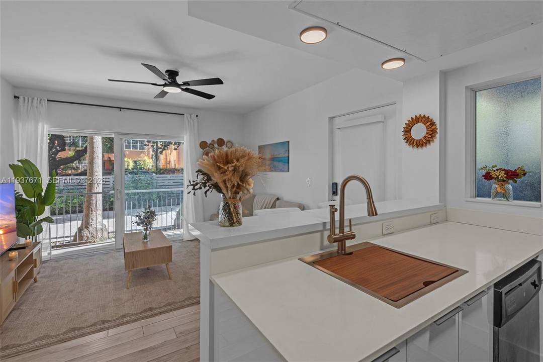 Modern 2 bedroom, 2 bath residence located on a quiet, tree lined street in the heart of South Beach.