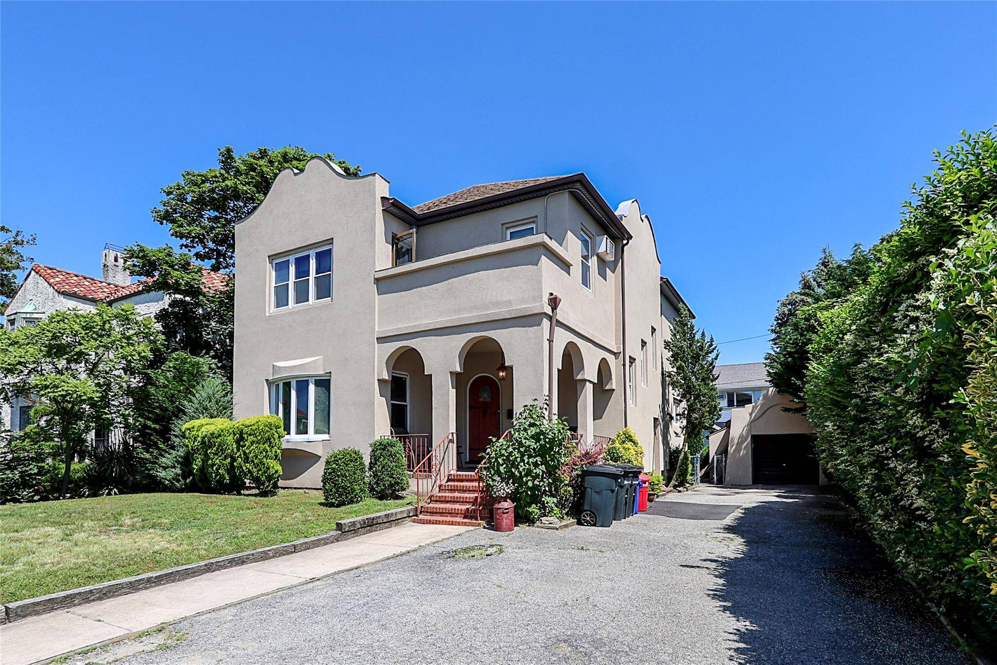 BEACHSIDE Mediterranean on Treelined Block.