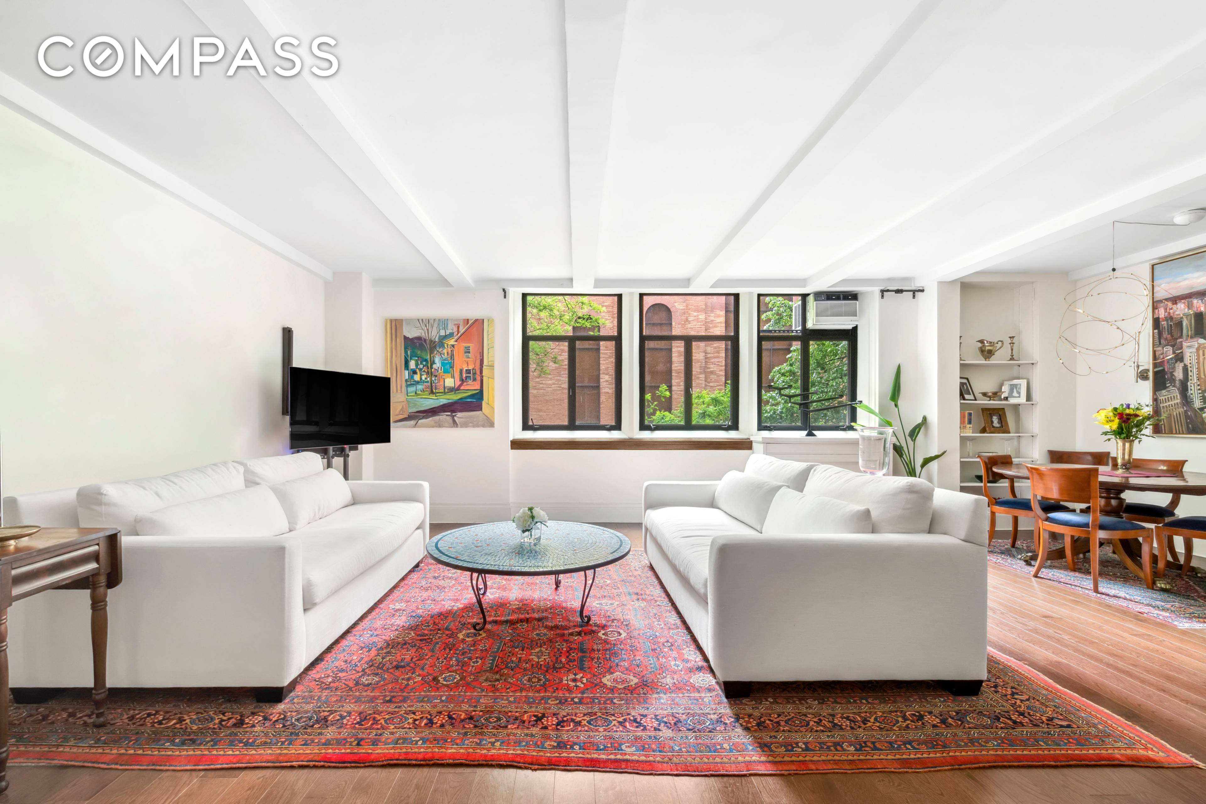This sophisticated two bedroom duplex in the famed Hotel des Artistes is renovated to perfection while preserving its original prewar details gracious layout, beamed ceiling, hardwood floors, and original staircase, ...