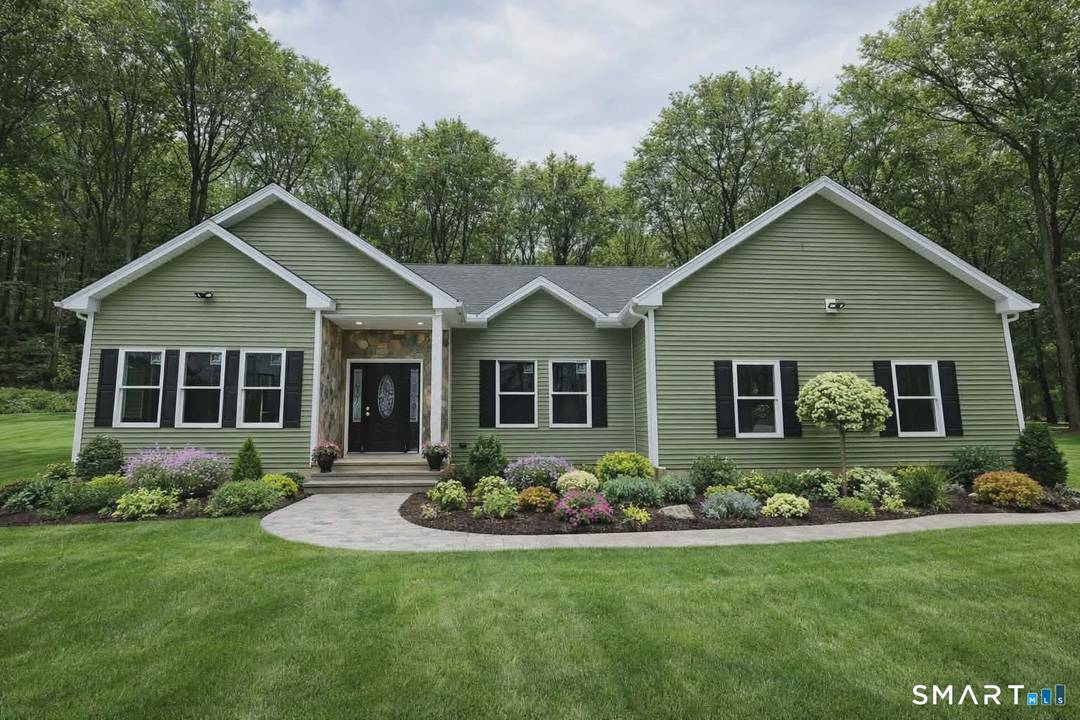 To Be Built. Set on just under 5 private acres, this stunning one floor ranch offers picturesque views, expansive yard space, and peaceful surroundings.