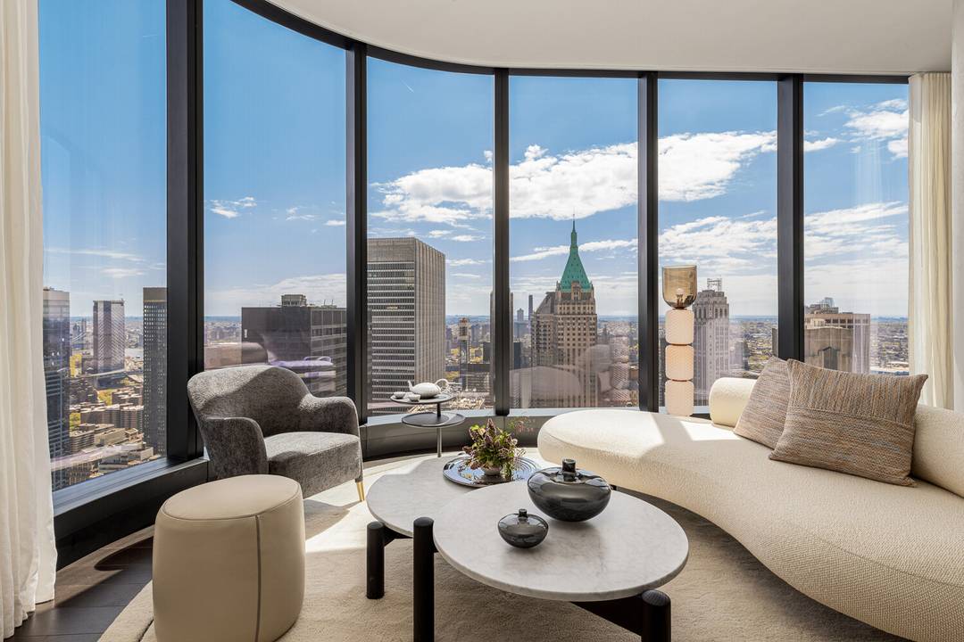 Introducing Residence 71A at The Greenwich by Rafael Vinoly, a north and east facing one bedroom, showcasing sweeping panoramas of the Manhattan Skyline and the East River.